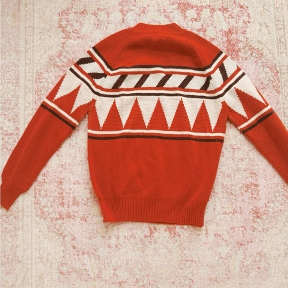 Women’s Vintage 1970s Red Geometric Pattern Sweater
